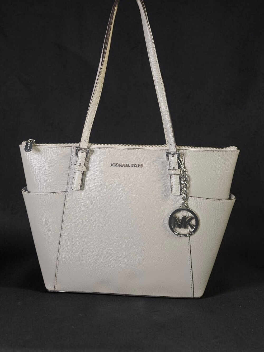 Michael Kors Charlotte Large Saffiano Leather Top Zip Tote with MK Charm
